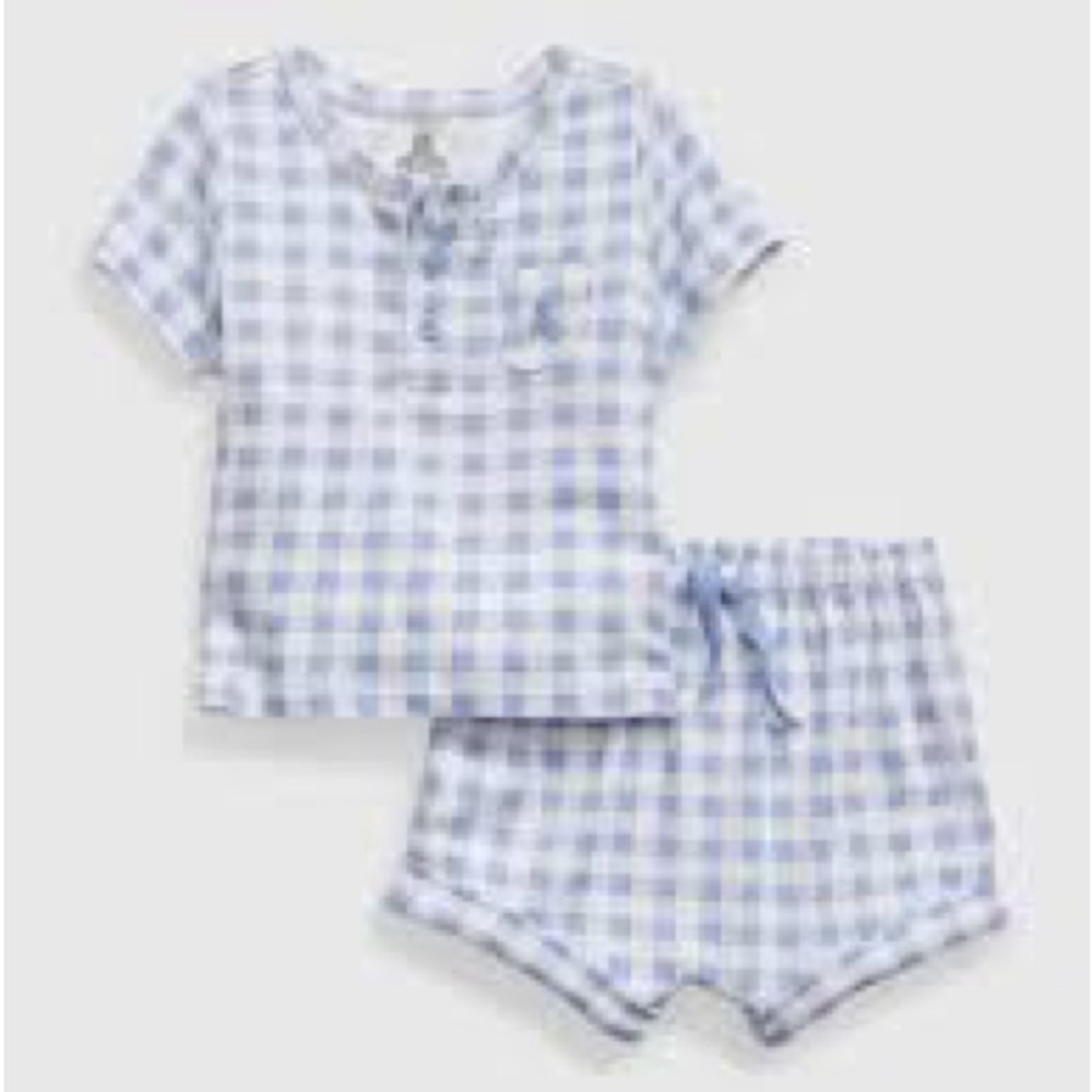 NWT baby gap blue checkered short set gender neutral